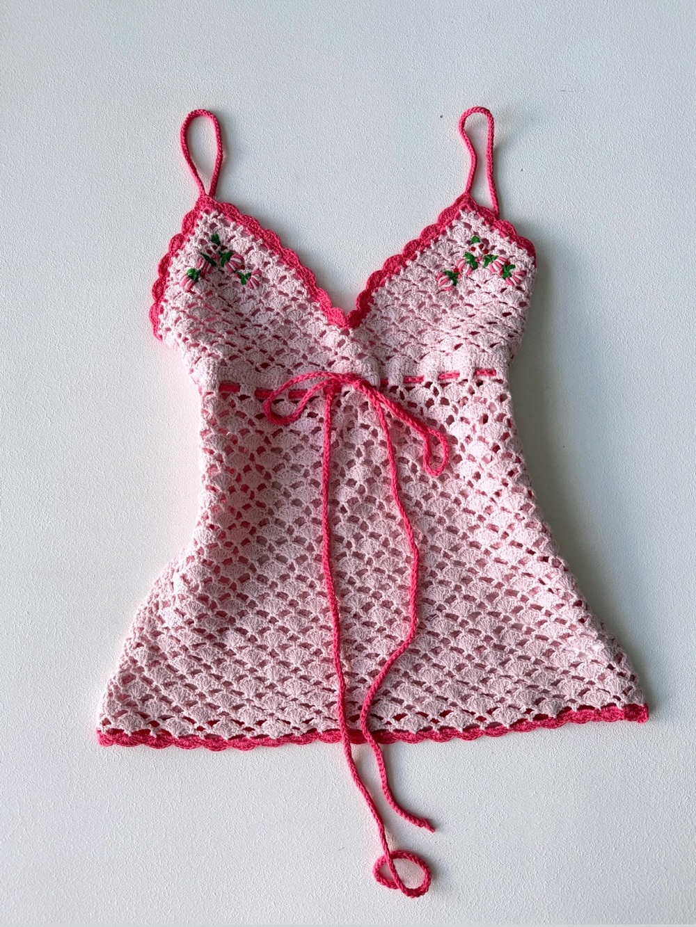 Lipsy Vintage Fairy Crochet Knit Cami Top Pink